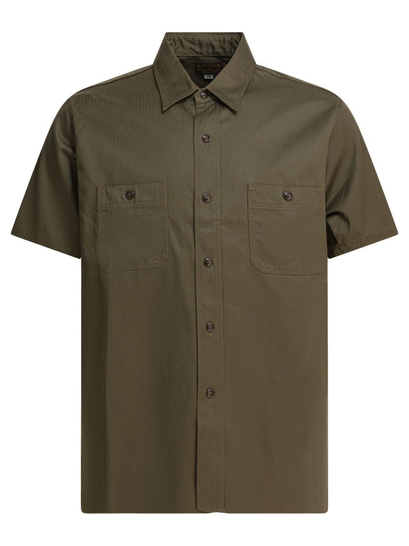 Buzz Rickson's Brown Short-Sleeved Shirt With Button-Down Front