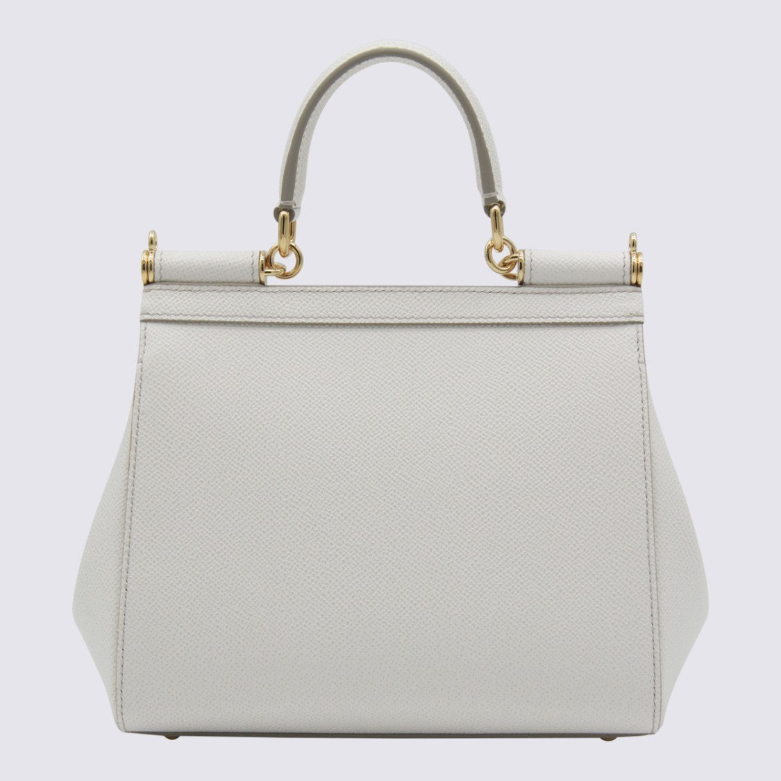 Dolce & Gabbana Structured White Handbag With Textured Surface And Detachable Strap