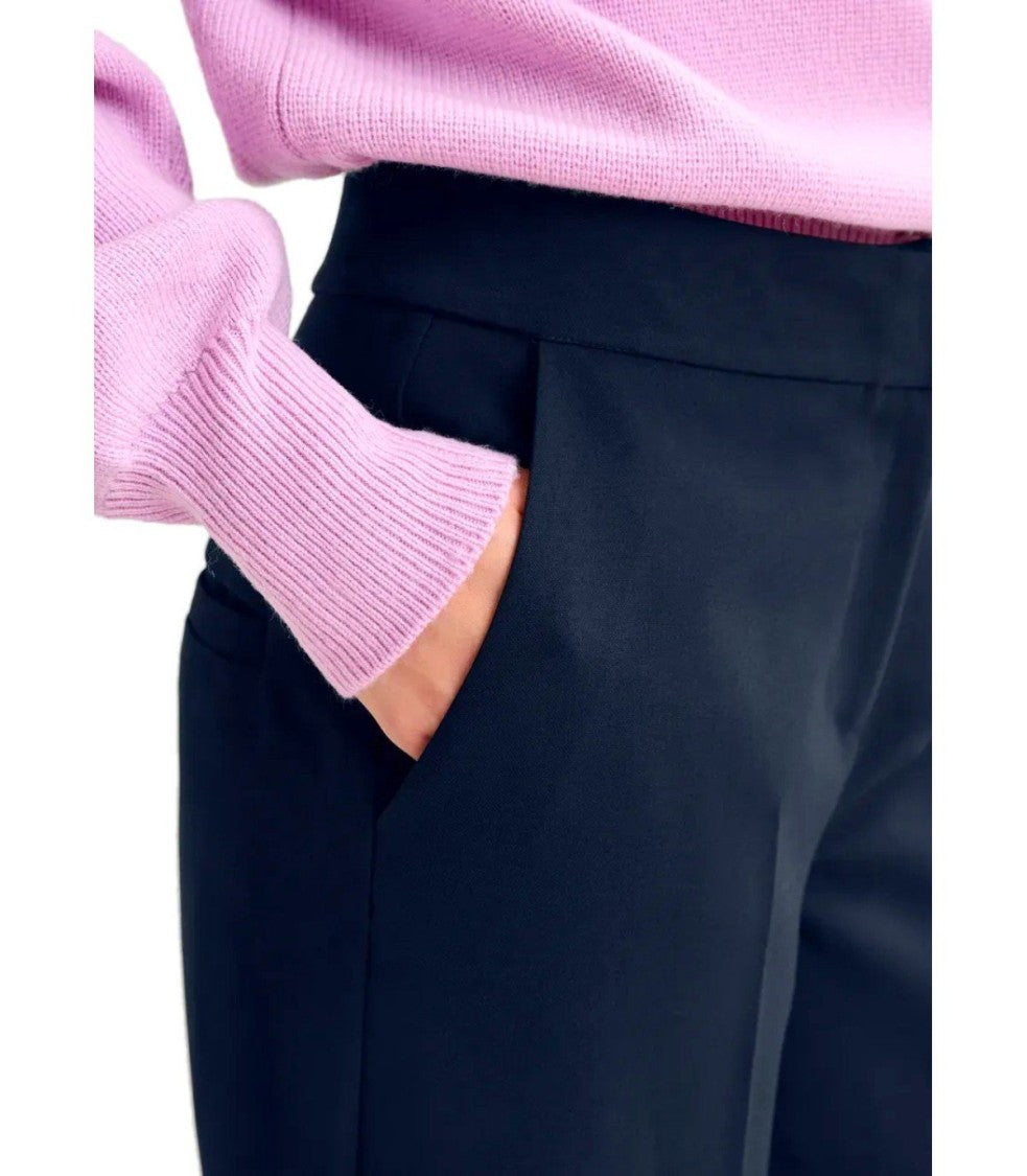 Essentiel Antwerp Imo Navy Blue Cropped Trousers