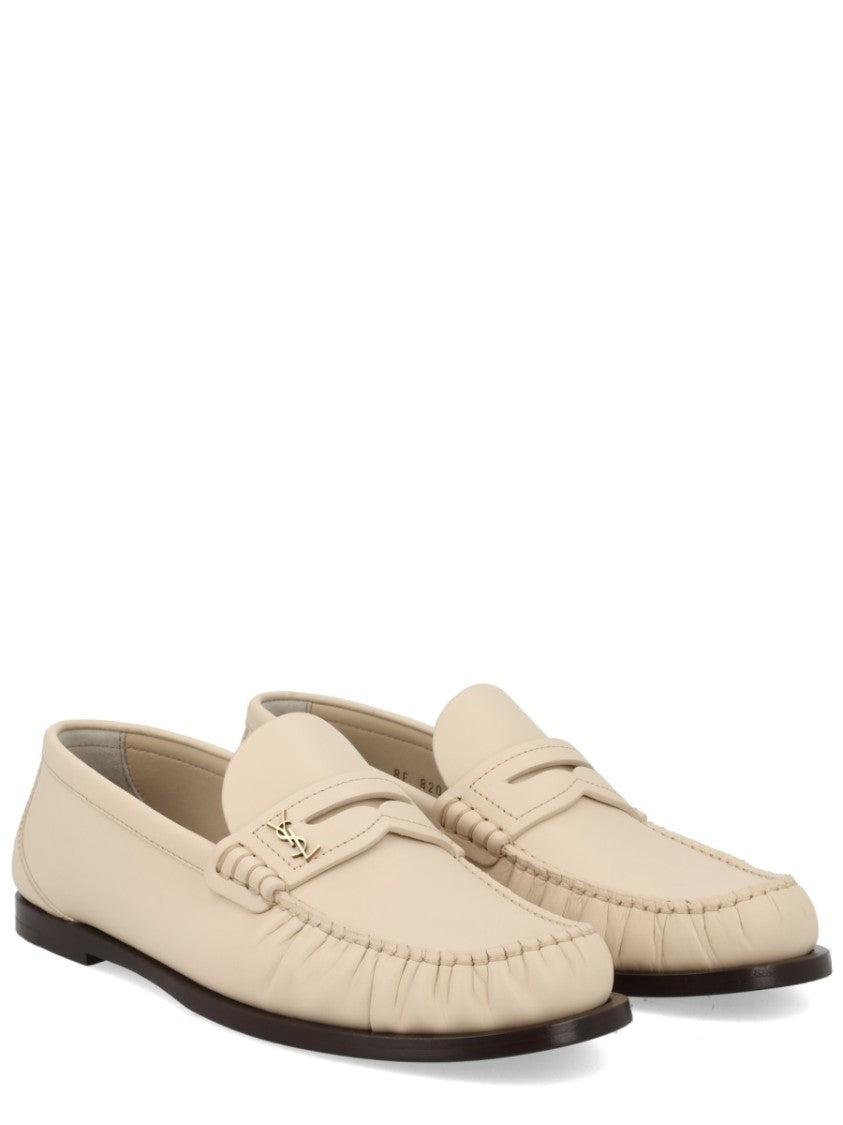 Saint Laurent Laurent Stitched Calf Leather Moccasins
