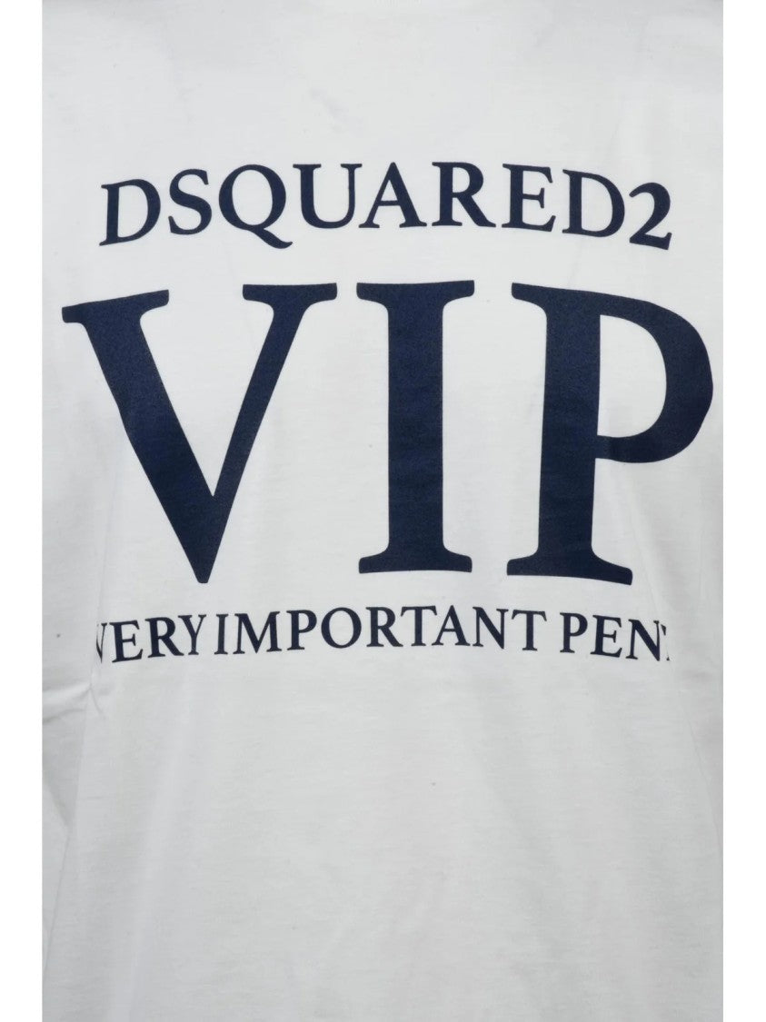 Dsquared2 Cotton T-Shirt With Bold Front Print And Crew Neckline