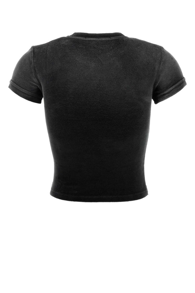 T By Alexander Wang Black Stretch Terry Fabric T-Shirt