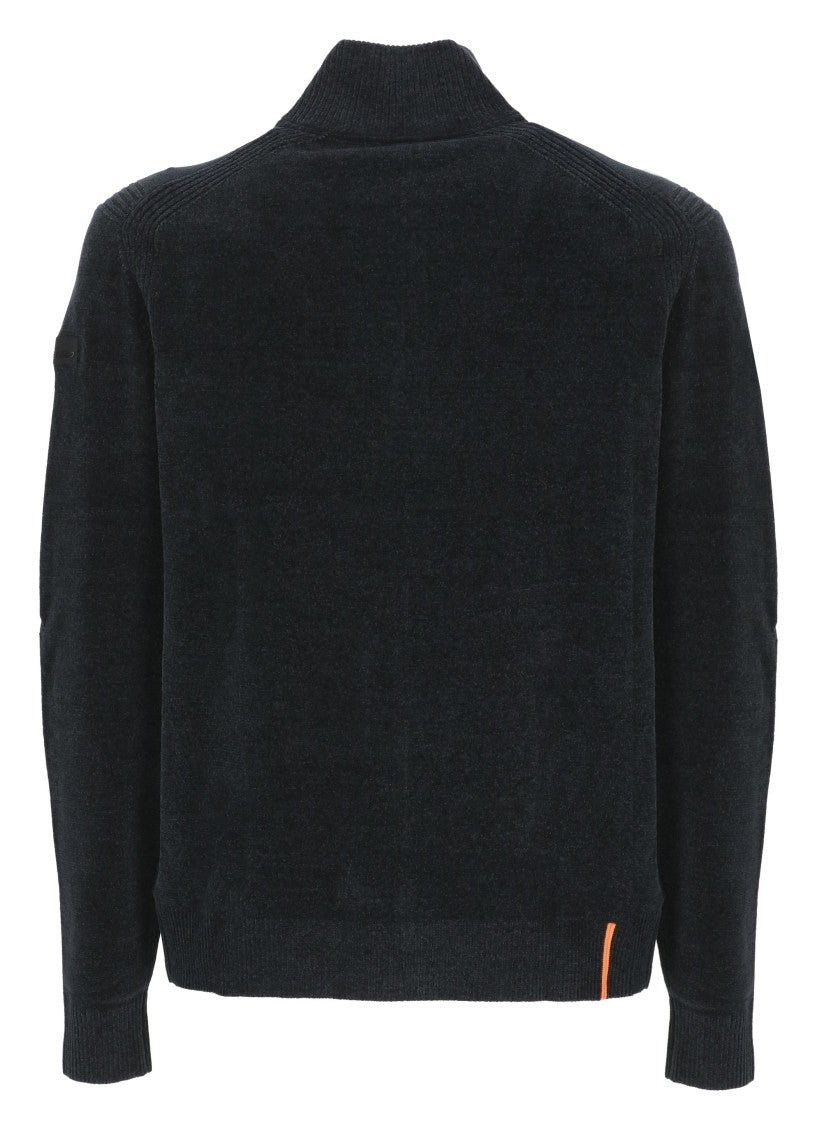 Rrd Blue Velvet High Neck Zip Cardigan