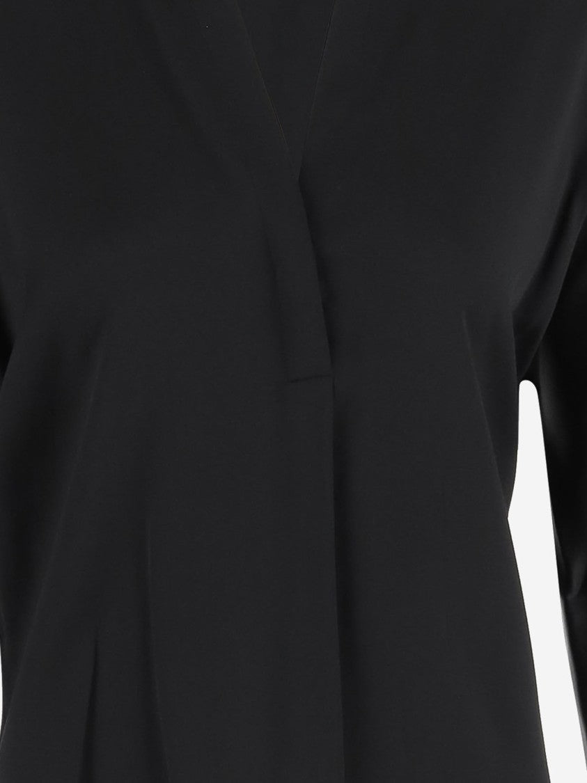 Vince Silk Shirt With V-Neck And Mandarin Collar