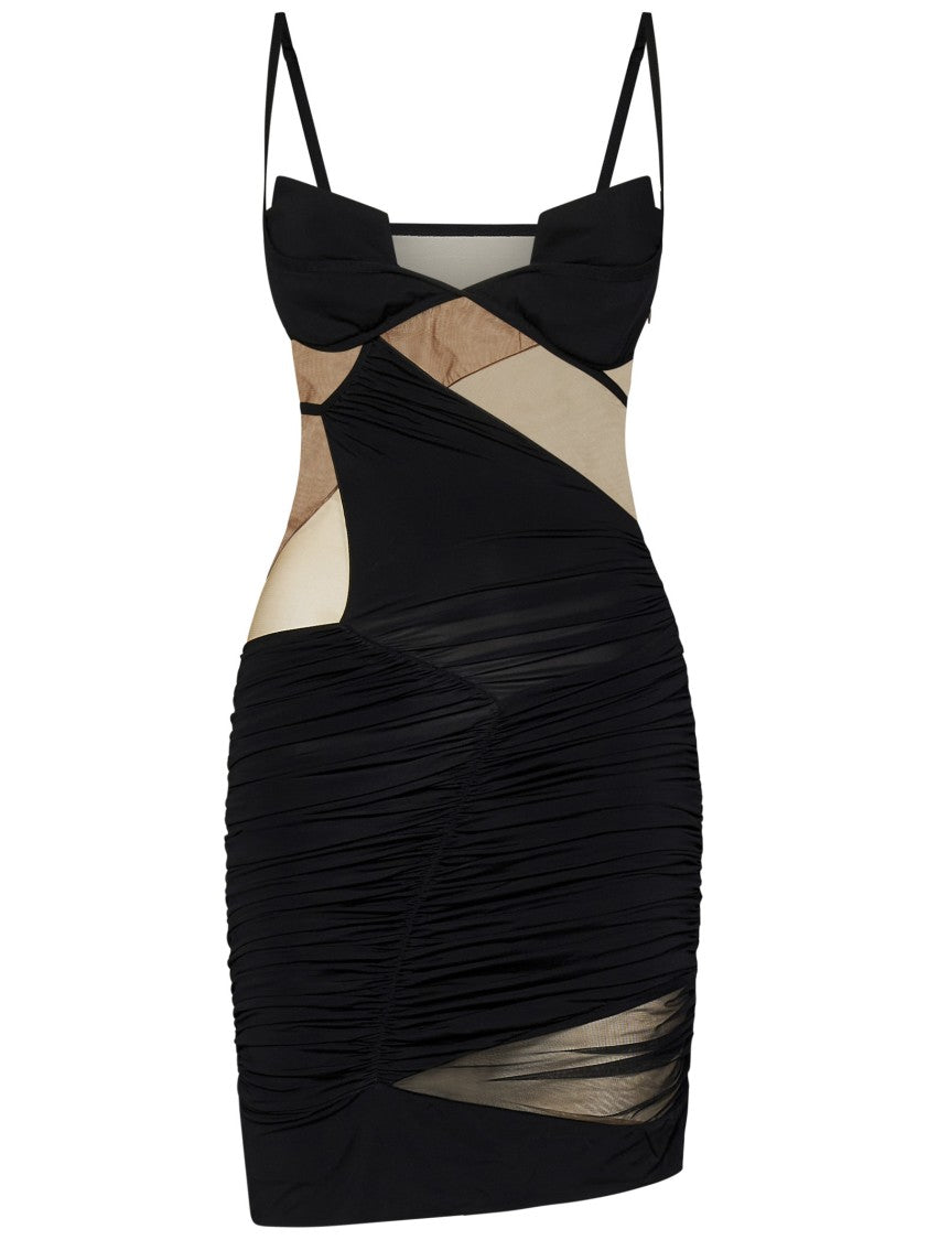 Nensi Dojaka Black Dress With Tulle Accents