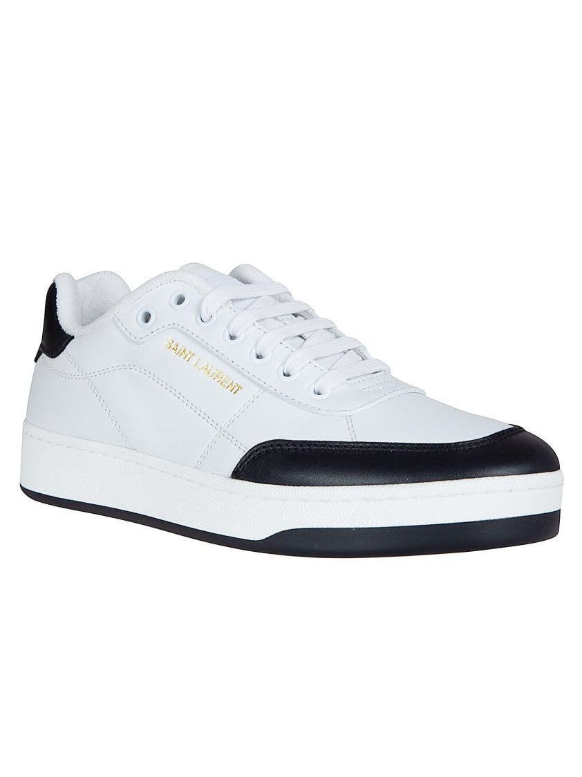 Saint Laurent Low-Top Lace-Up Sneakers With Gold Branding Details
