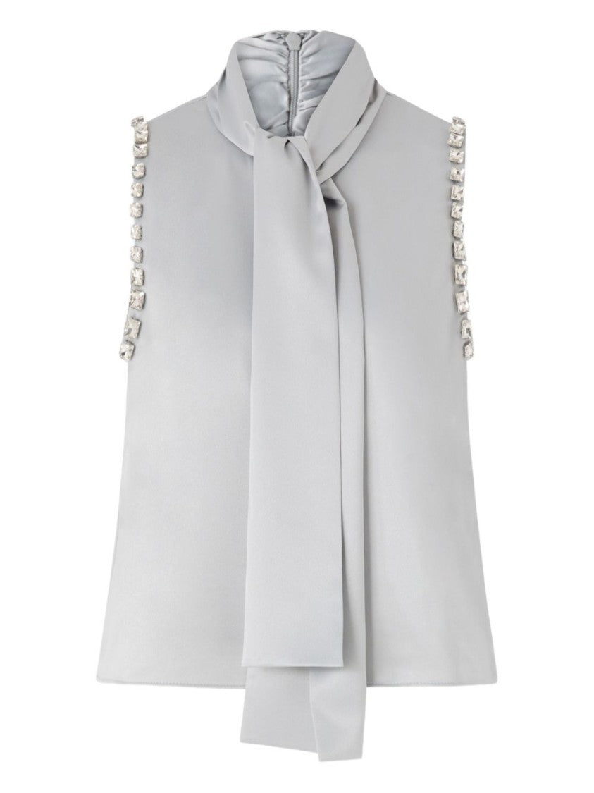 Pinko Sleeveless Tie-Neck Top With Embellished Armholes