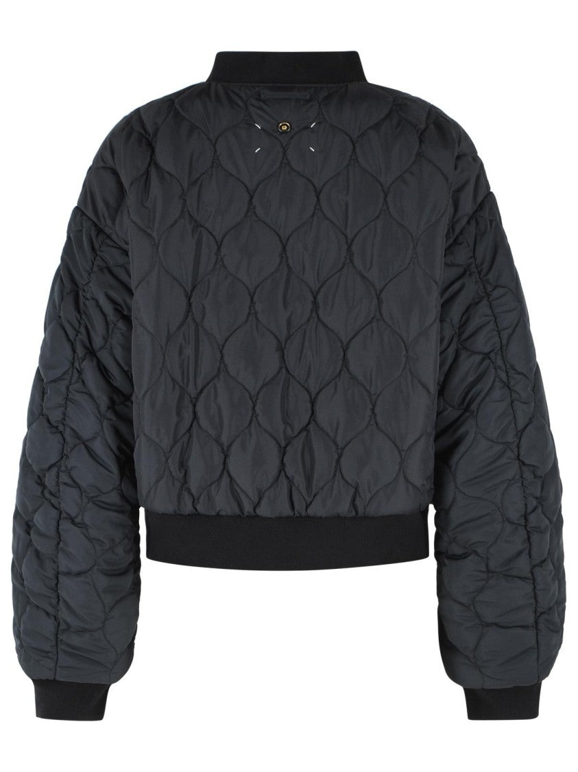 Maison Margiela Dark Grey Reversible Ribbed Polyamide Bomber Jacket