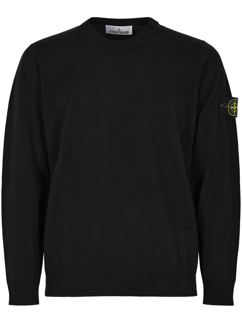 Stone Island Textured Knit Black Sweater