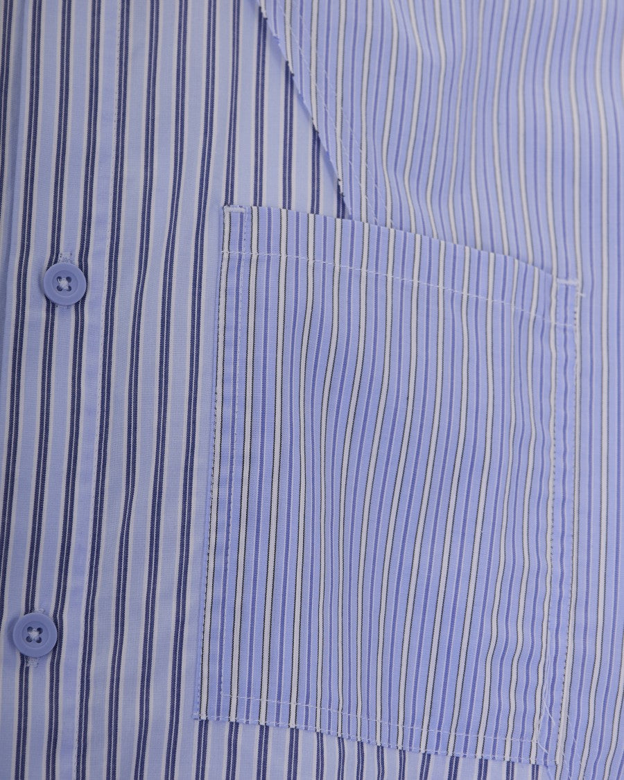 Arte Antwerp Asymmetrical Striped Casual Shirt With Contrast Detailing