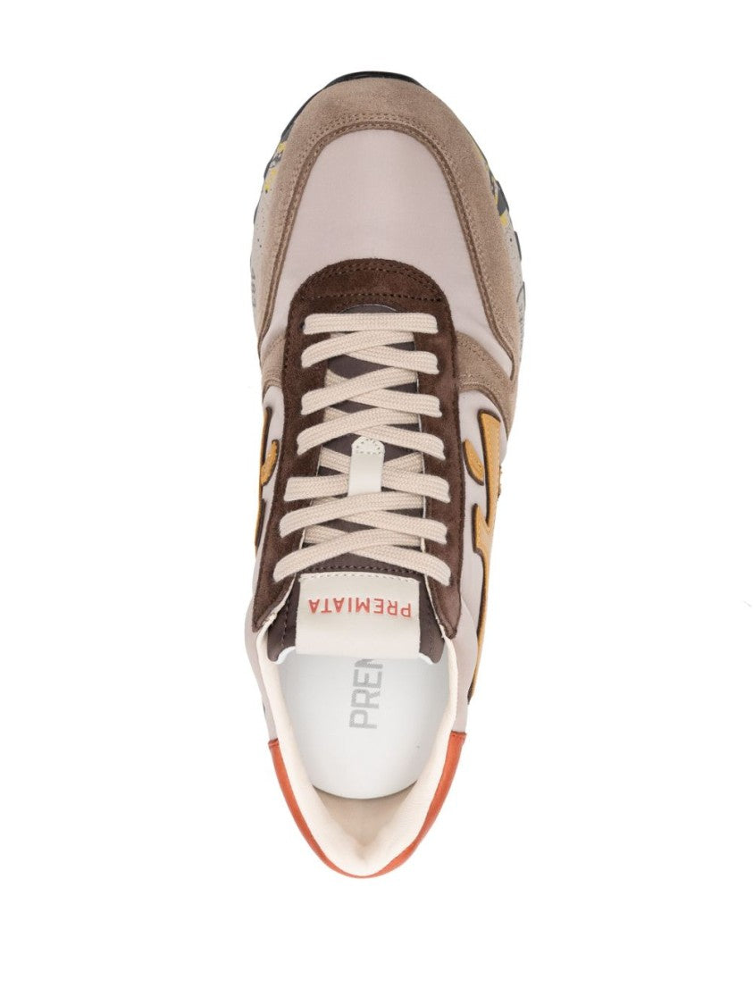 Premiata Beige And Brown Texture Sneakers