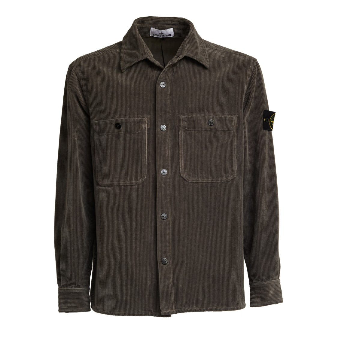 Stone Island Organic Cotton Corduroy Overshirt With Snap Button Closure