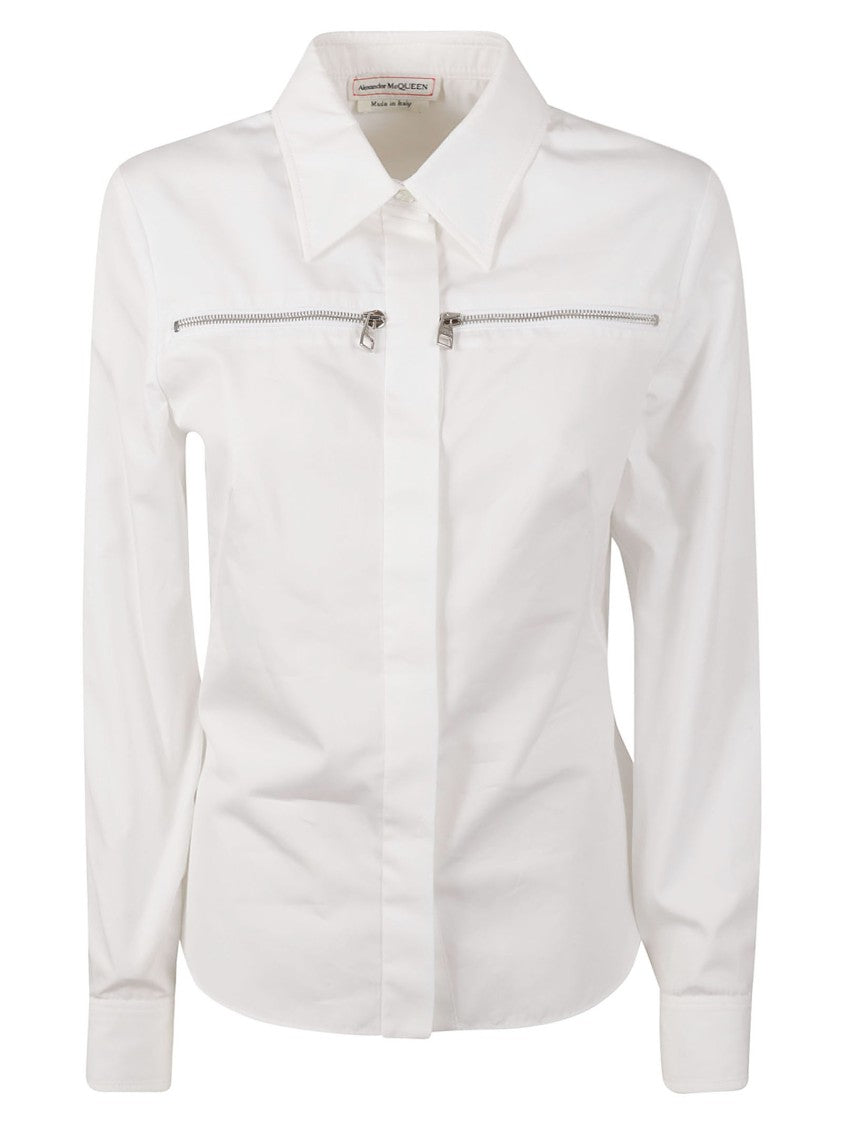 Alexander Mcqueen Classic White Shirt With Zip Detail