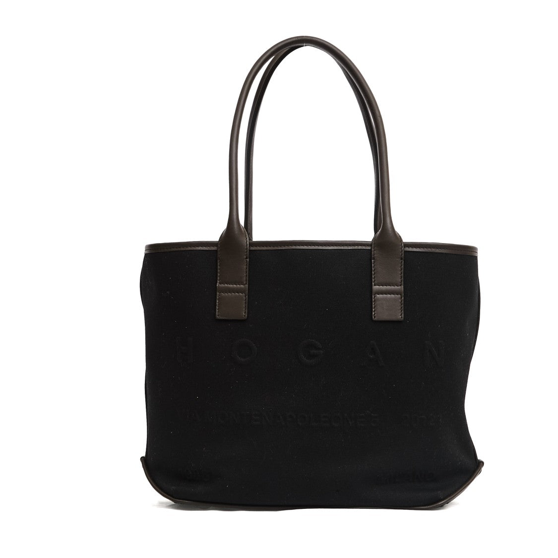 Hogan Address Small Shopping Bag In Black Canvas