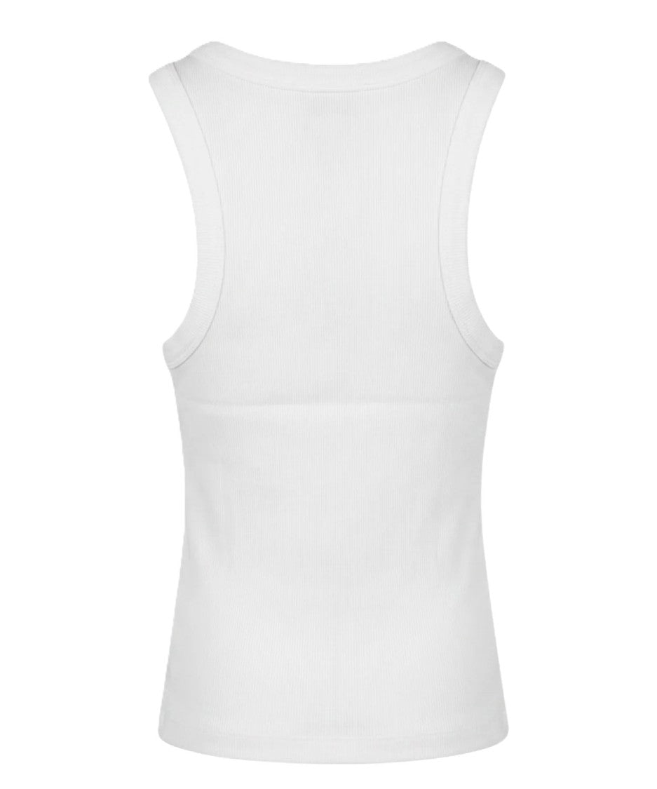 Mc2 Saint Barth White Ada Rib Cotton Tank Top