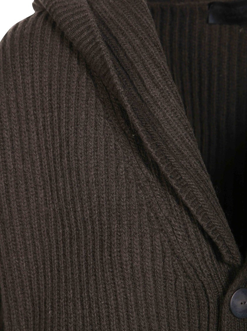 Dondup Oversized Chunky Ribbed Hooded Cardigan