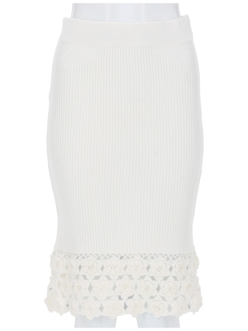 Ganni Ribbed Cotton Blend Crochet Mini Skirt