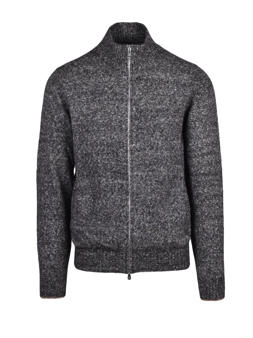 Brunello Cucinelli Grey Alpaca-Blend Zip Cardigan
