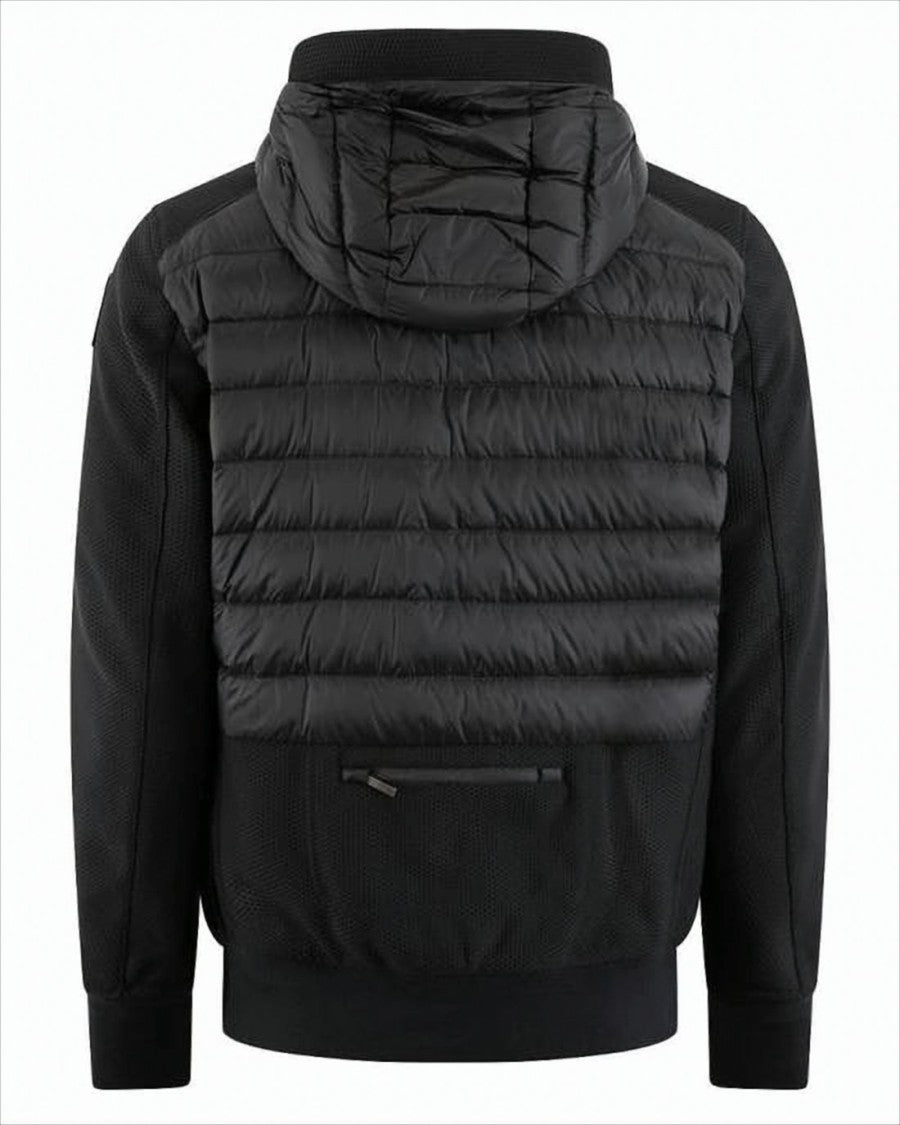 Parajumpers Quilted Black Down Jacket With Hood And Textured Sides
