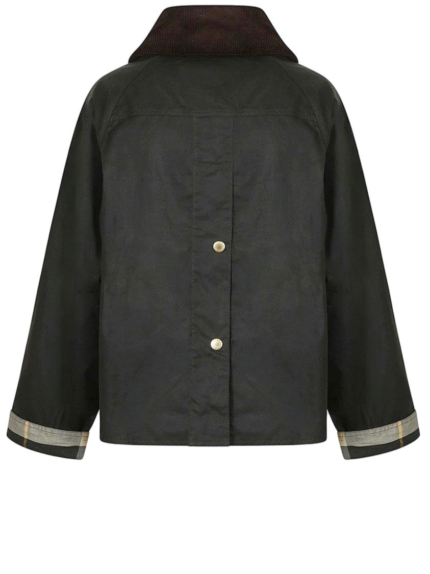 Barbour Army Green Waxed Cotton Corduroy Collar Jacket