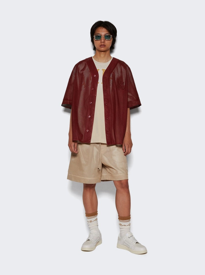 Amiri Ma Perforated Baseball Shirt Sun Dried Tomato