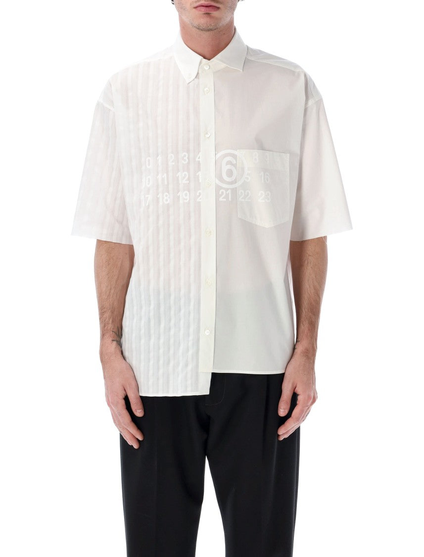 Mm6 By Maison Margiela Bicolor Numerical Printed Bowling Shirt