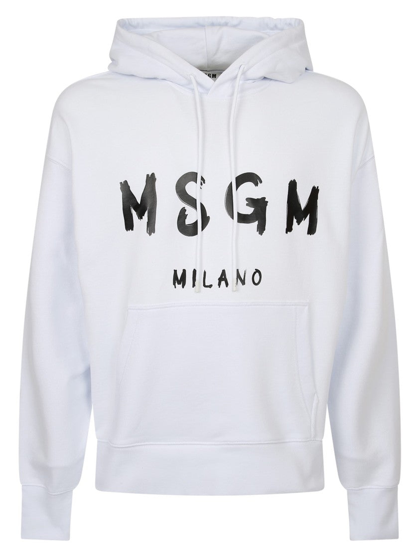 Msgm White Cotton Hoodie