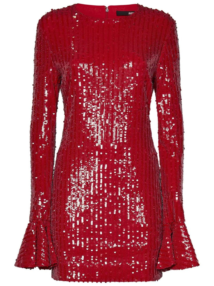 Rotate Long-Sleeved Red Sequin Mini Dress