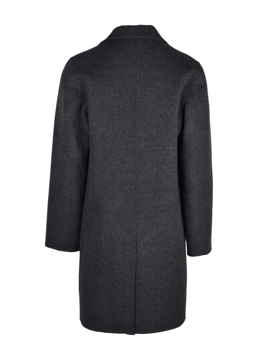 Aspesi Grey Double-Breasted Wool Coat