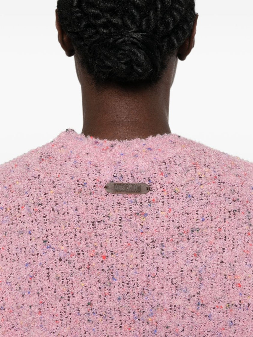 Moschino Teddy Bear Motif Bouclé Knit Sweater - Pink