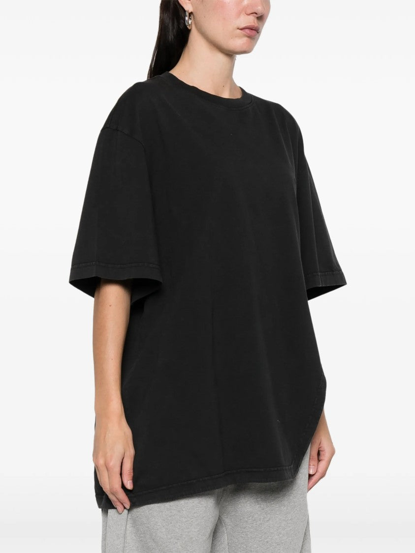 The Attico Black Oversized Curved Hem Cotton T-Shirt