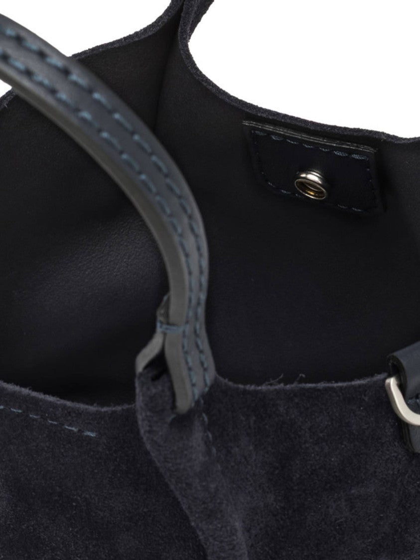 Gianni Chiarini Soft Black Suede Shoulder Bag With Silver Hardware