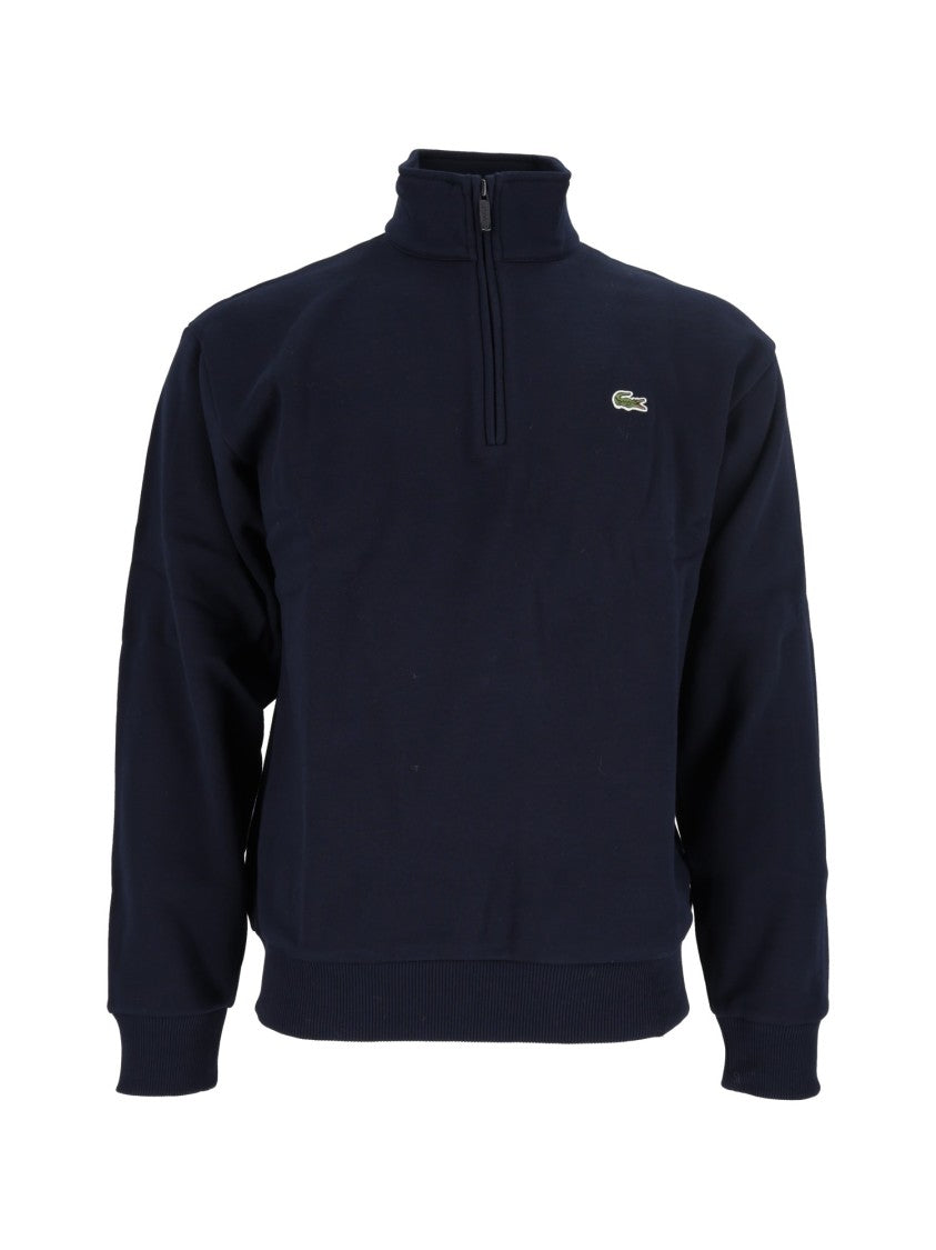 Lacoste Navy Blue Half-Zip Ribbed Sweatshirt