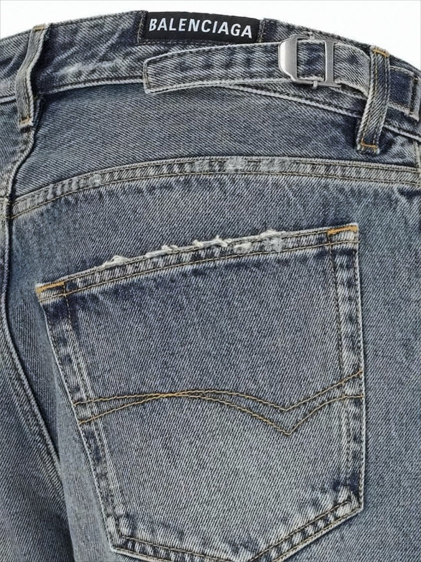 Balenciaga Distressed Denim Pants With Relaxed Fit And Classic Five-Pocket Design