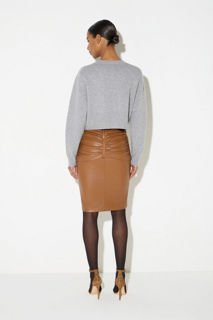 Elisabetta Franchi Grey Cropped Button Cardigan