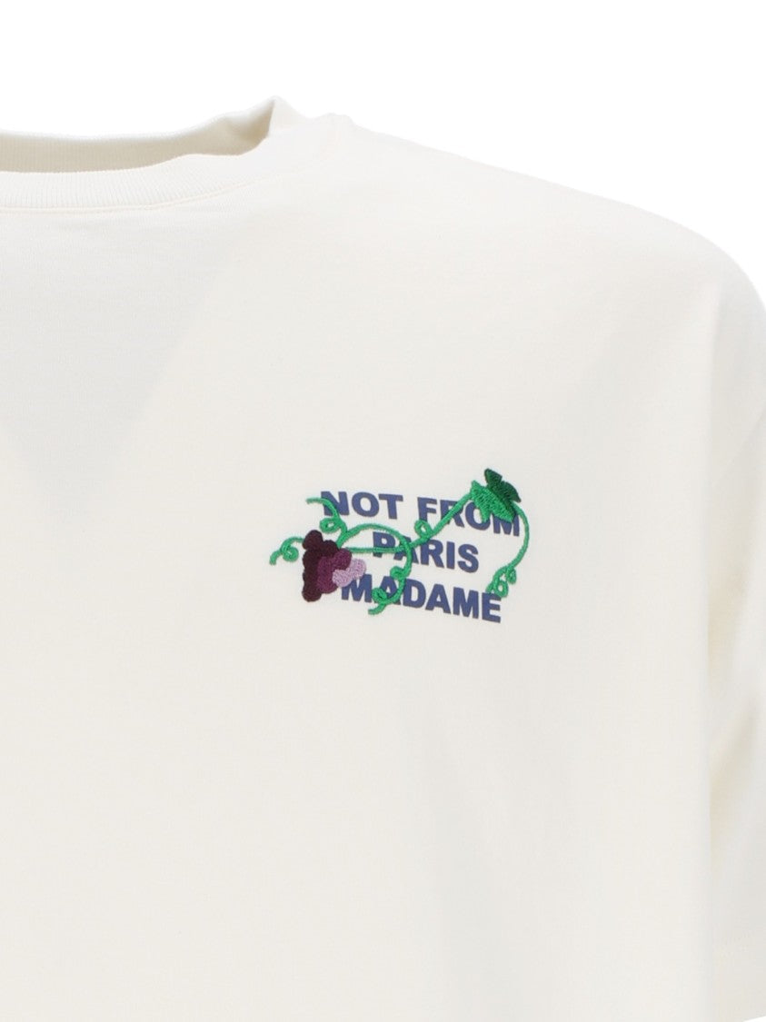 Drôle De Monsieur White Vine Embroidered Slogan T-Shirt