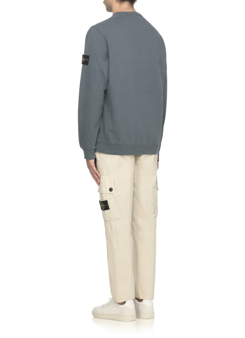 Stone Island Muted Blue Cotton Sweatshirt