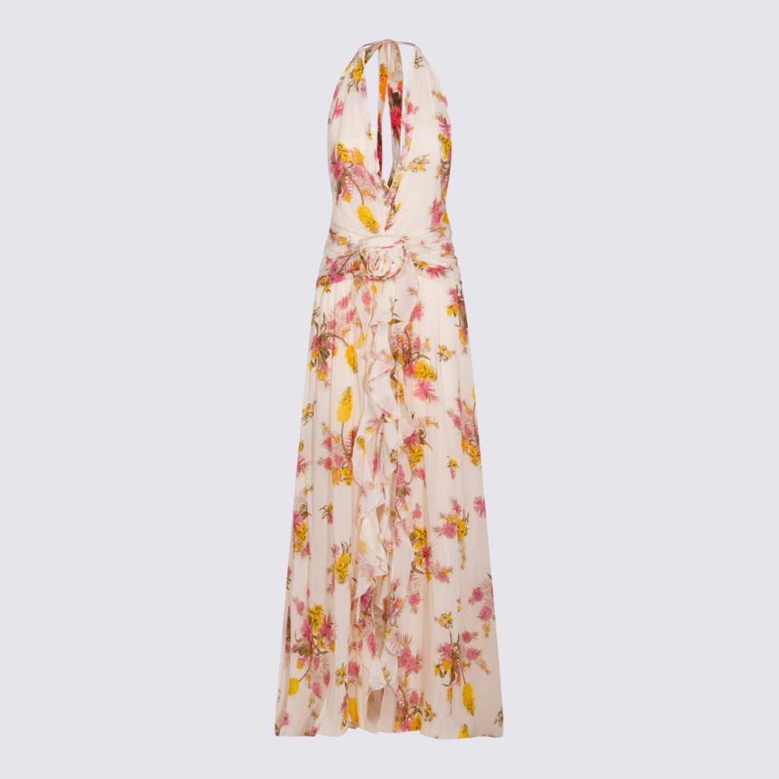 Blumarine Multicolor Draped Maxi Dress With Open Back