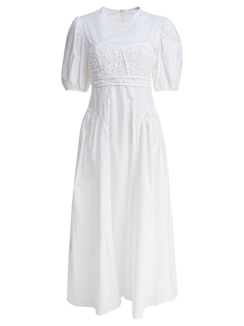 Cecilie Bahnsen White Midi Dress With Textured Detailing