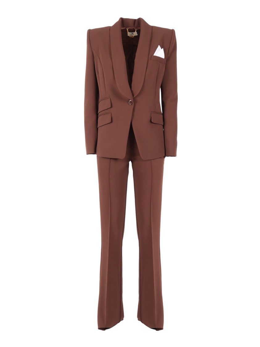 Elisabetta Franchi Structured Blazer And Flared Trousers Suit