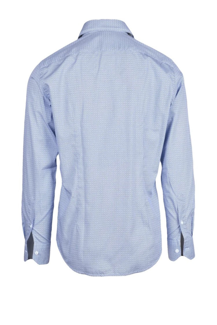 Himon's Sky Blue Micro-Check Cotton Shirt