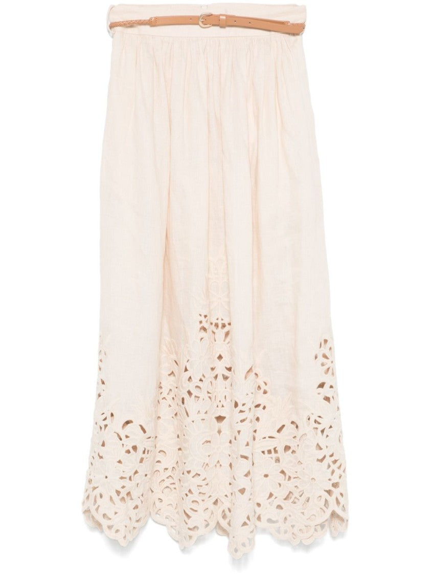 Zimmermann Light Beige Wylie Midi Skirt