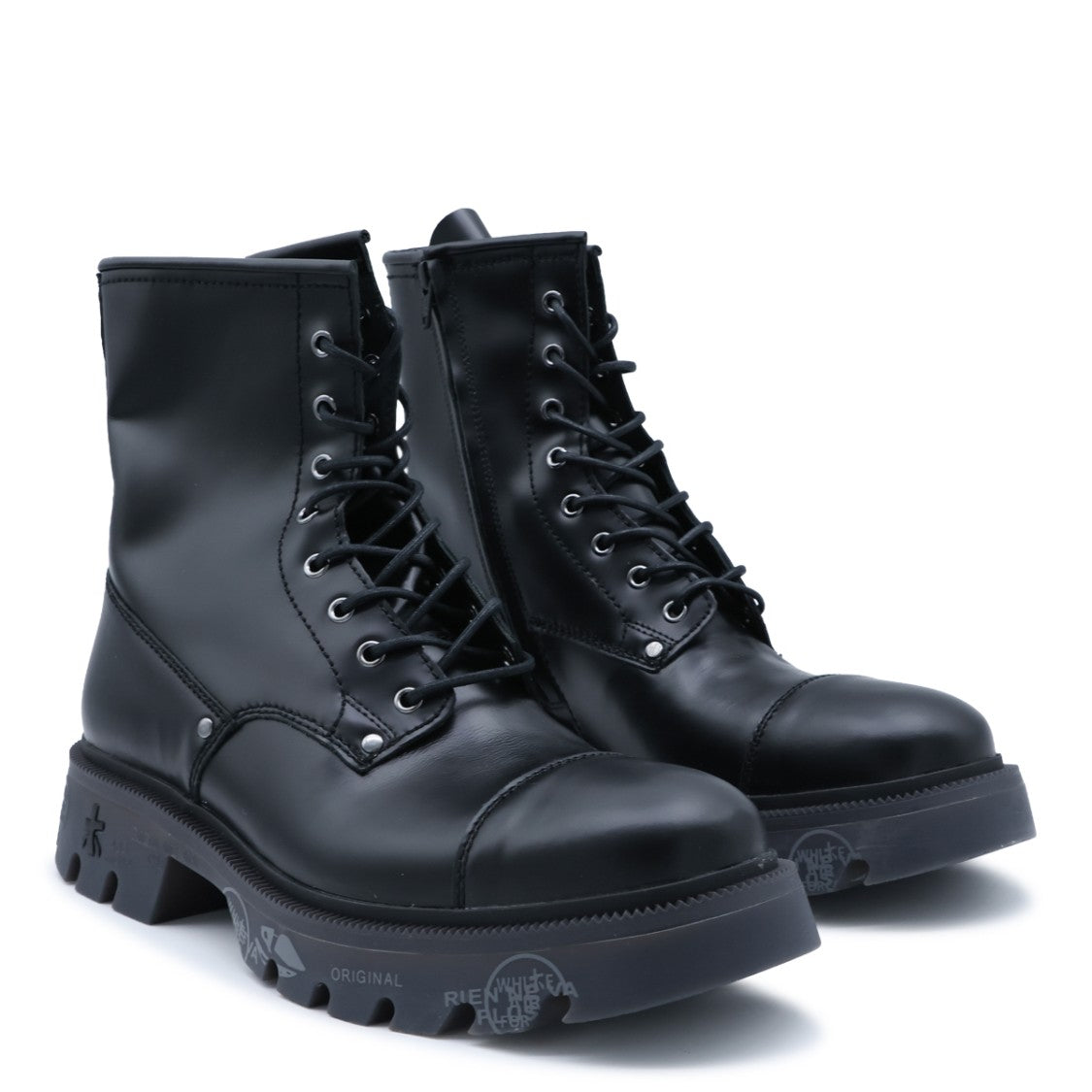 Premiata Black Embossed High-Ankle Lace-Up Boots