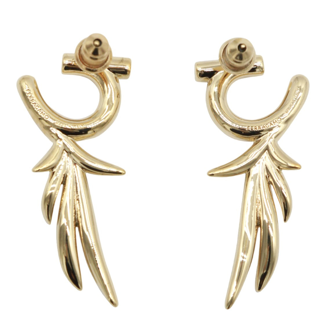 Ferragamo Polished Gold-Tone Crystal Earrings
