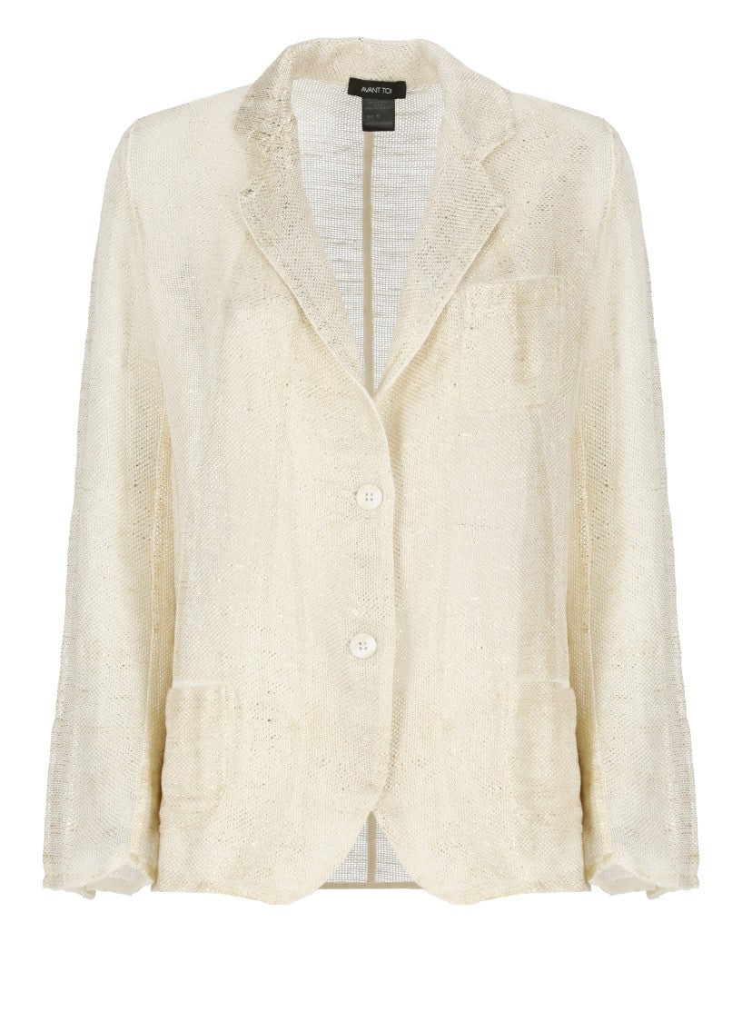 Avant Toi Gold Lurex Linen Blazer
