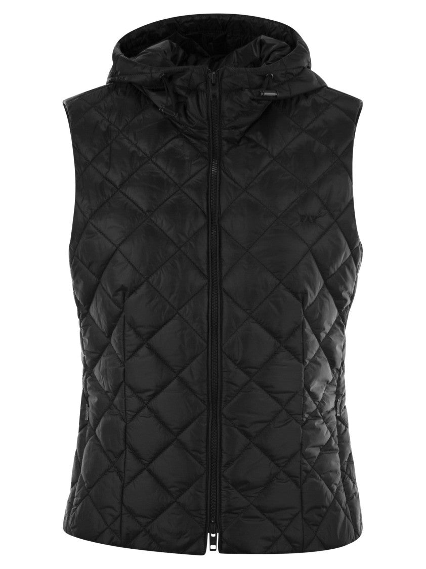 Fay Diamond-Quilted Waistcoat With Adjustable Hood And Embroidery