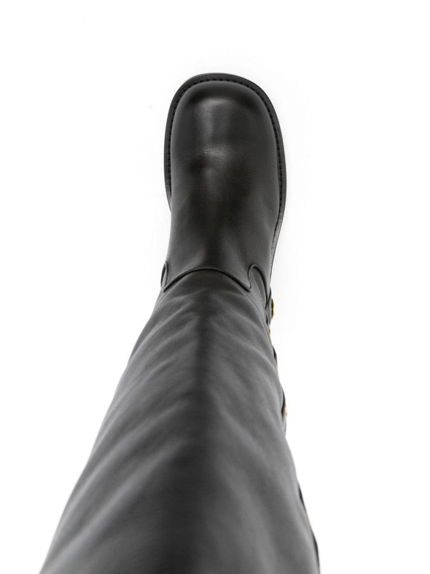 Moschino Over-The-Knee Black Calf Leather Boots