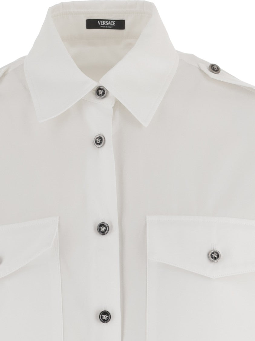 Versace Cotton Shirt With Contrasting Buttons