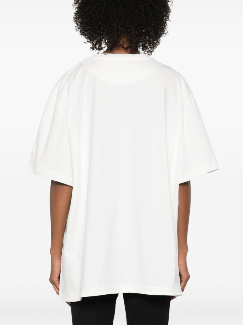 The Attico Asymmetrical Hem White T-Shirt With Curved Cut