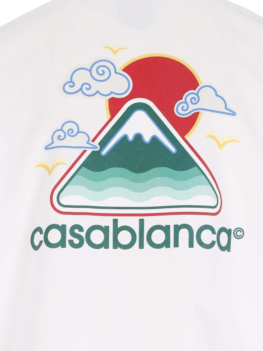 Casablanca Screen Printed Mountain Motif T-Shirt In Organic Cotton